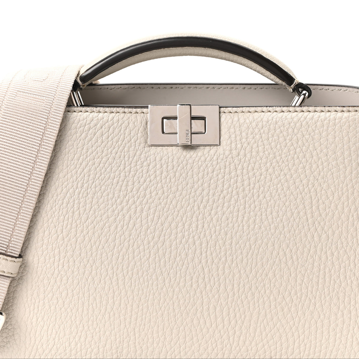 Fendi Cuoio Romano Vitello Cover Bi-Color Peekaboo I See U X Cross Satchel Ghiaia Oliva 7 of 9