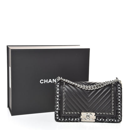 Chanel Calfskin Chevron Medium Boy Chained Boy Black 11 of 11