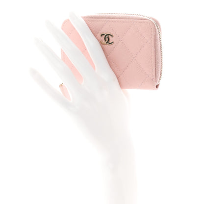 Chanel Caviar Quilted Zip Coin Purse Pink 2 of 8