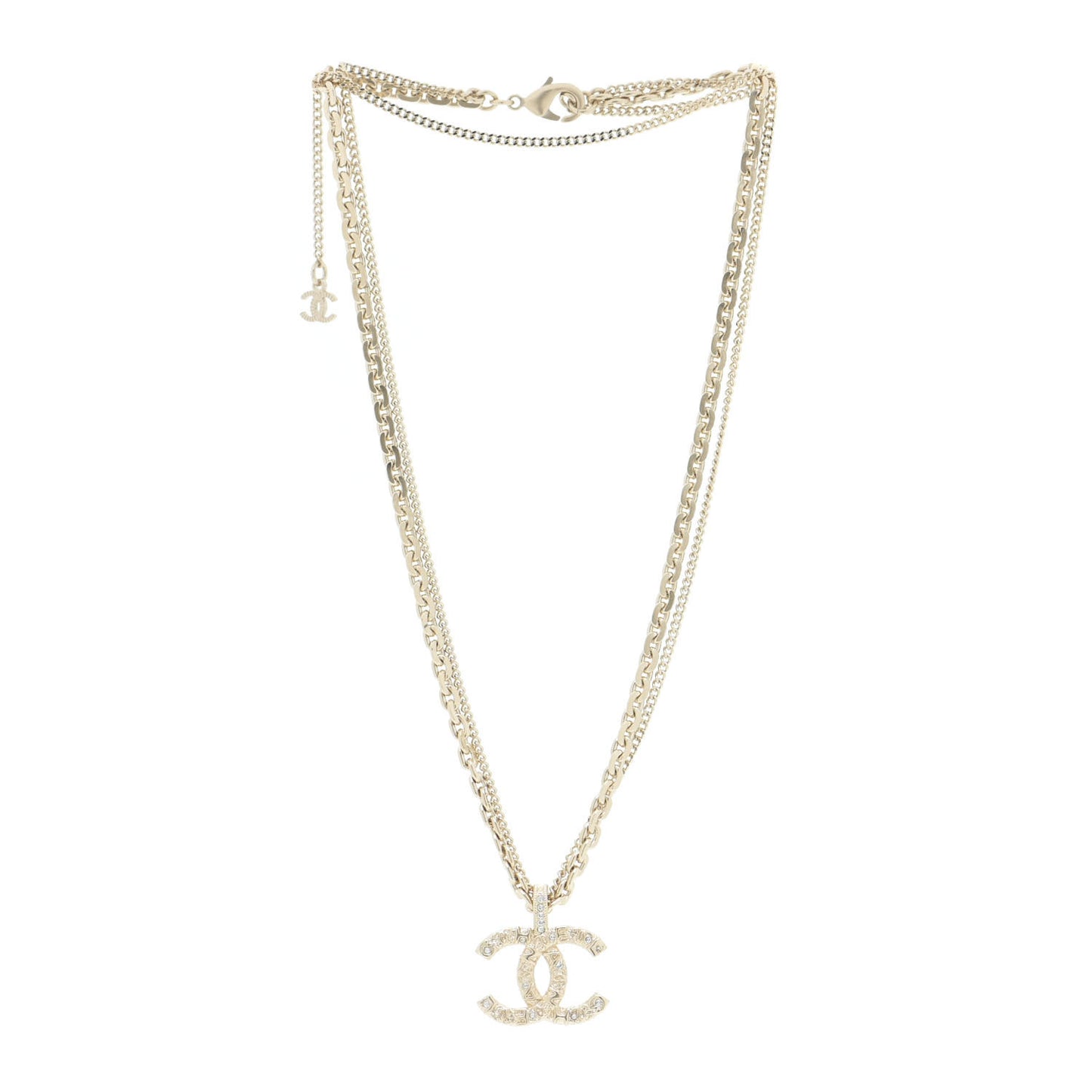 Crystal CC Multi Strand Chain Necklace Gold