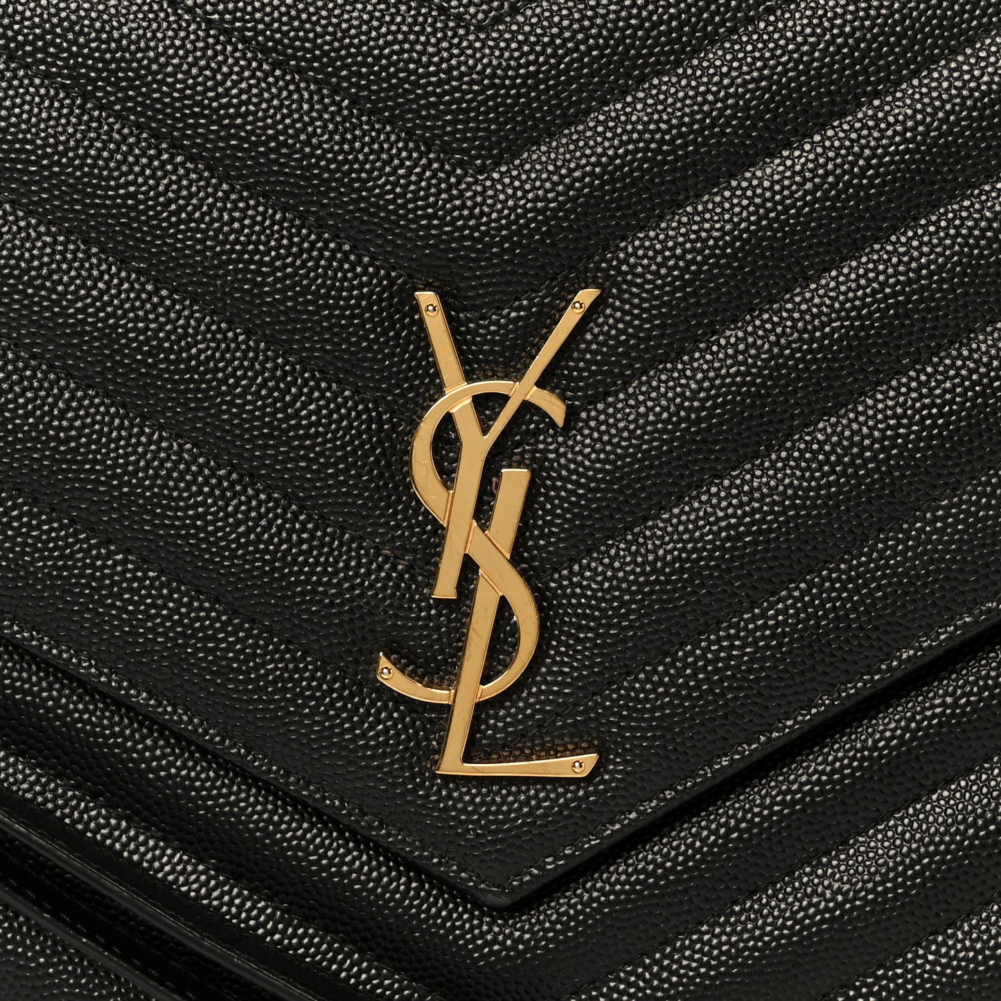 Grain De Poudre Matelasse Chevron Monogram Envelope Clutch Black