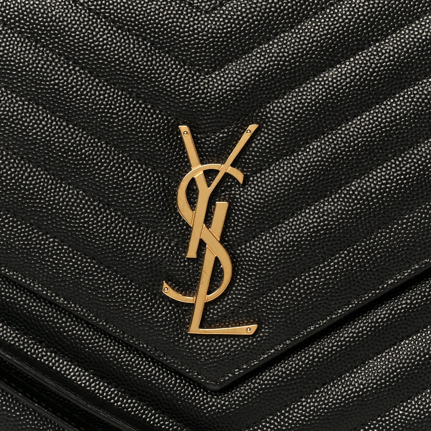 Saint Laurent Grain De Poudre Matelasse Chevron Monogram Envelope Clutch Black 8 of 8