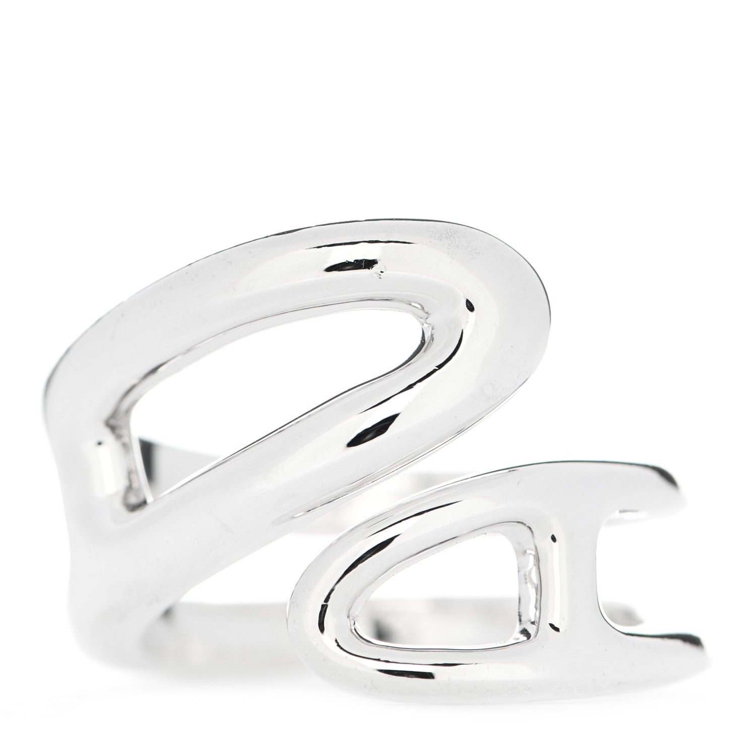 Hermes Sterling Silver Small Chaine D' Ancre Twist Ring 53 6.25 1 of 5