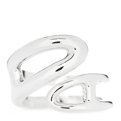 Hermes Sterling Silver Small Chaine D' Ancre Twist Ring 53 6.25 1 of 5