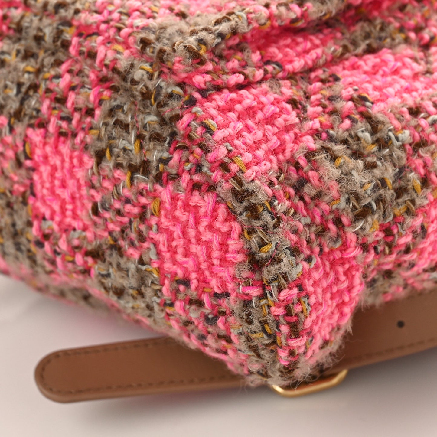 Wool Tweed Elegant Backpack Pink Brown
