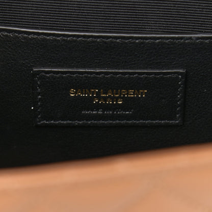 Saint Laurent Grain De Poudre Textured Mixed Matelasse Triquilt Medium Monogram Satchel Tan 6 of 10