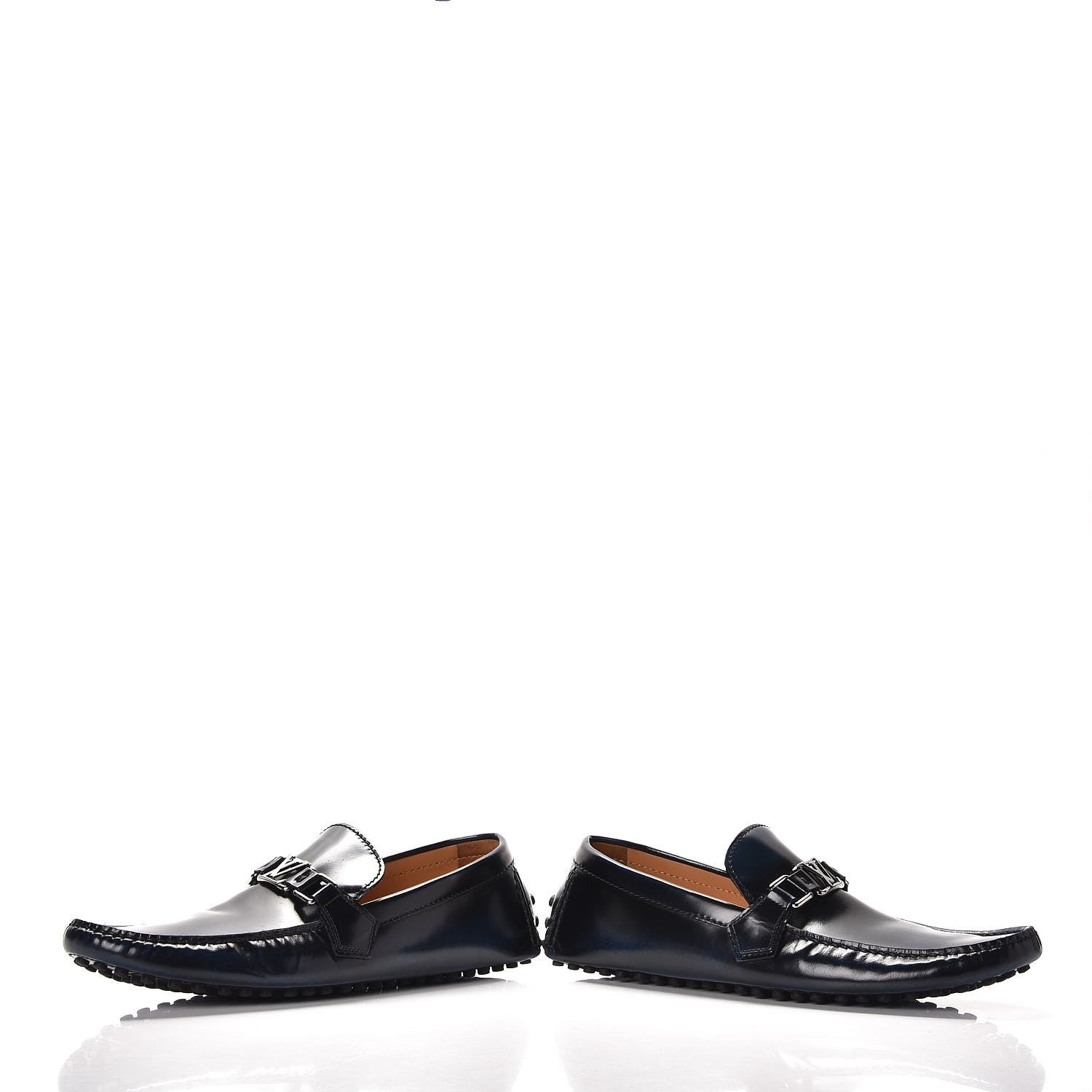 Louis Vuitton Mens Glazed Calfskin Hockenheim Moccasin Loafers 9 Black 5 of 10