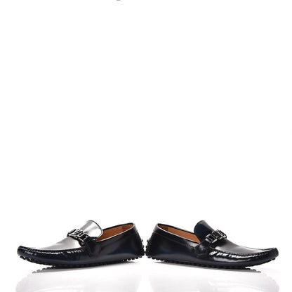 Louis Vuitton Mens Glazed Calfskin Hockenheim Moccasin Loafers 9 Black 5 of 10