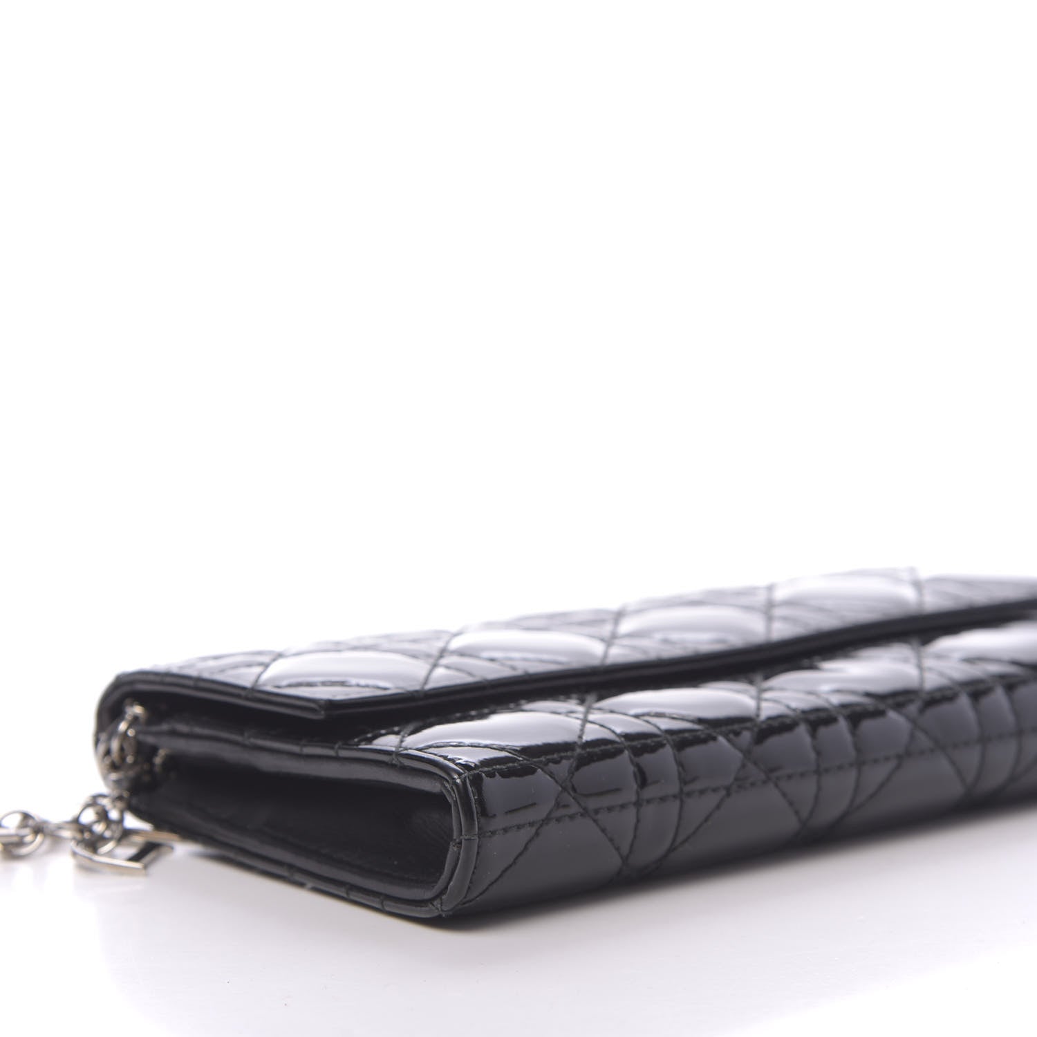 Christian Dior Patent Cannage Rendez-vous Chain Wallet Black 7 of 9