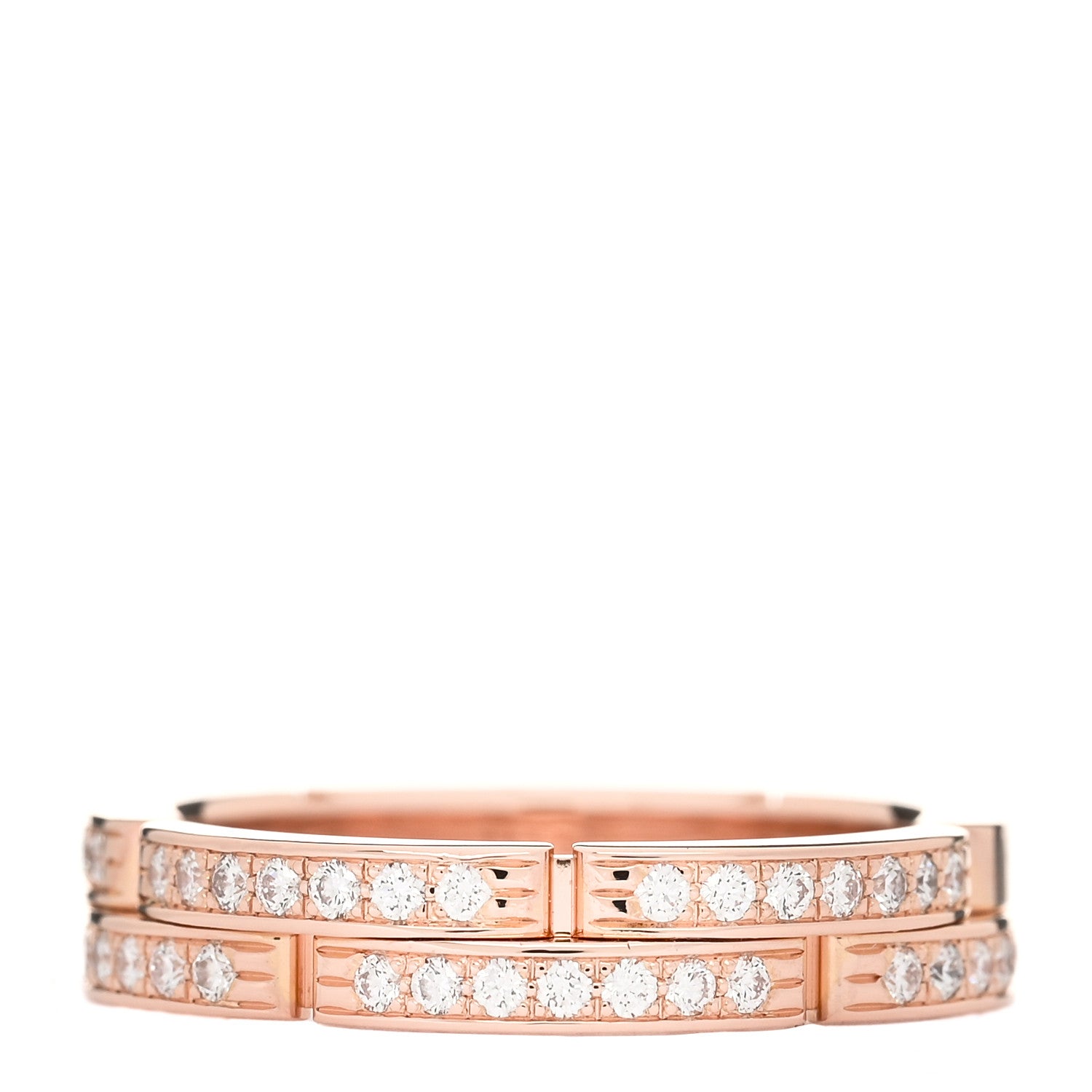 Cartier 18K Pink Gold Diamond Maillon Panthere 2 Half Rows Ring 53 6.5 1 of 4
