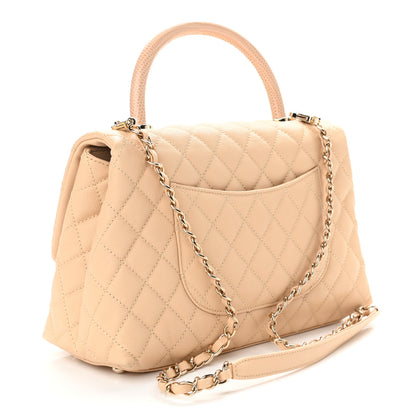 Chanel Caviar Lizard Embossed Quilted Small Coco Handle Flap Beige 2 of 9