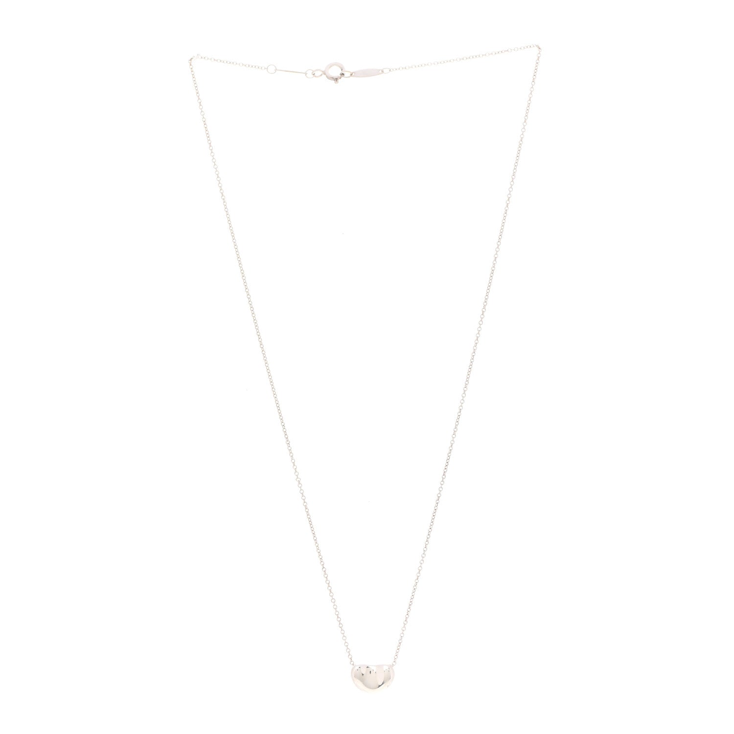 Tiffany Sterling Silver 9mm Elsa Peretti Bean Pendant Necklace 3 of 7