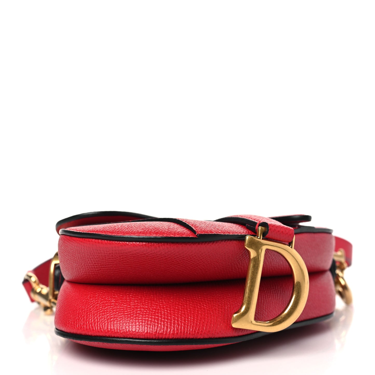 Grained Calfskin Mini Saddle Bag With Strap Red