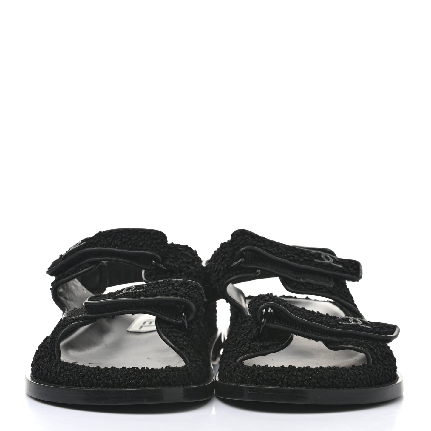Tweed Velcro Dad Sandals 39 Black