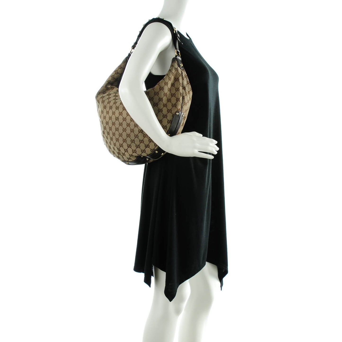 Monogram Large Studded Hobo Brown