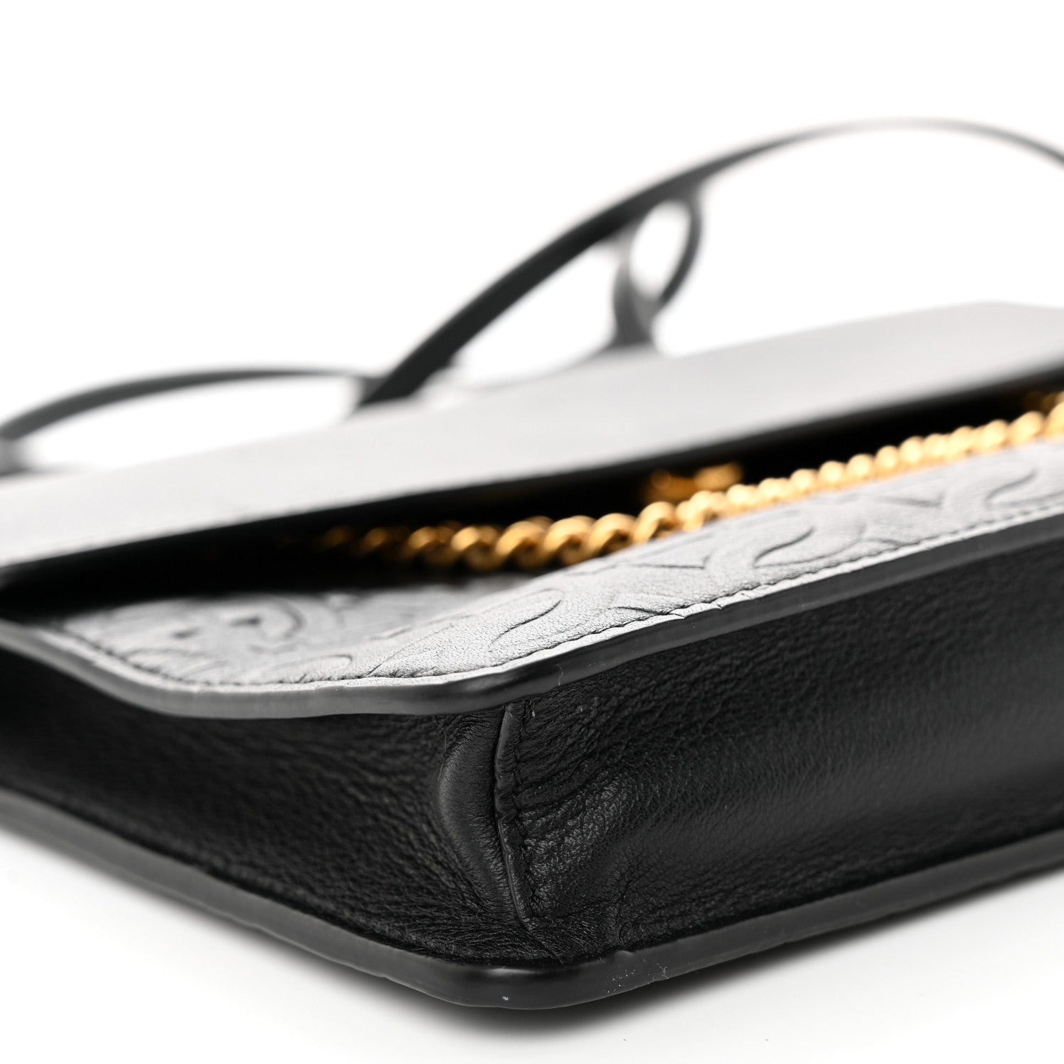 Salvatore Ferragamo Calfskin Gancini Embossed Chain Bag Black 9 of 10