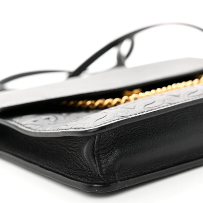 Salvatore Ferragamo Calfskin Gancini Embossed Chain Bag Black 9 of 10