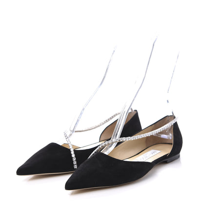 Jimmy Choo Suede Crystal Trude Flats 37 Black 2 of 10