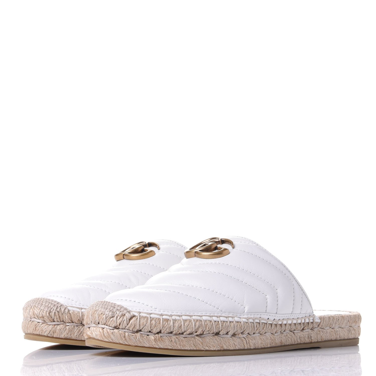 Gucci Nappa Matelasse GG Marmont Espadrille Slippers 38.5 Great White 3 of 12