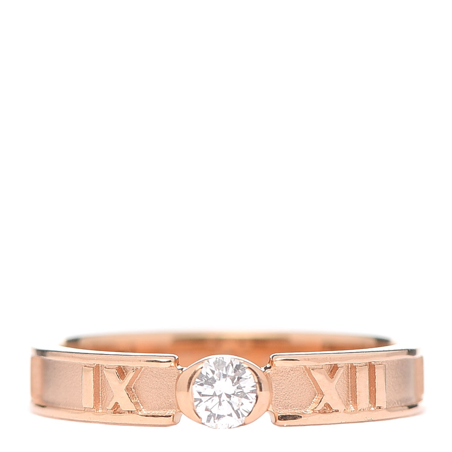 Tiffany 18K Rose Gold Diamond Narrow Atlas Closed Ring 46 3.75 1 of 5