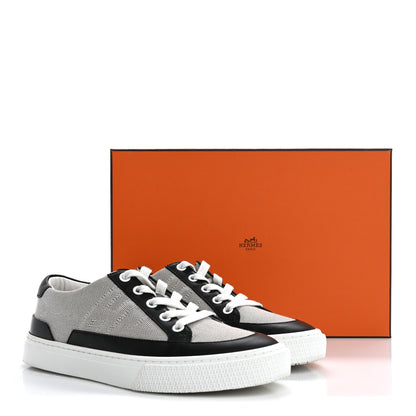Hermes Canvas Calfskin Deep Sneakers 36 Prunoir Black 10 of 10