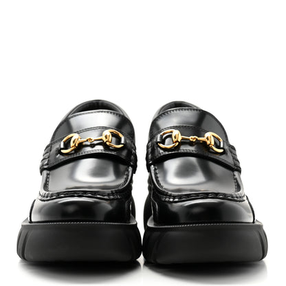Gucci Magnum Calfskin Nappa Samoa Womens Horsebit Platform Chunky Lug Sole 40mm Loafers 39.5 Black 2 of 7