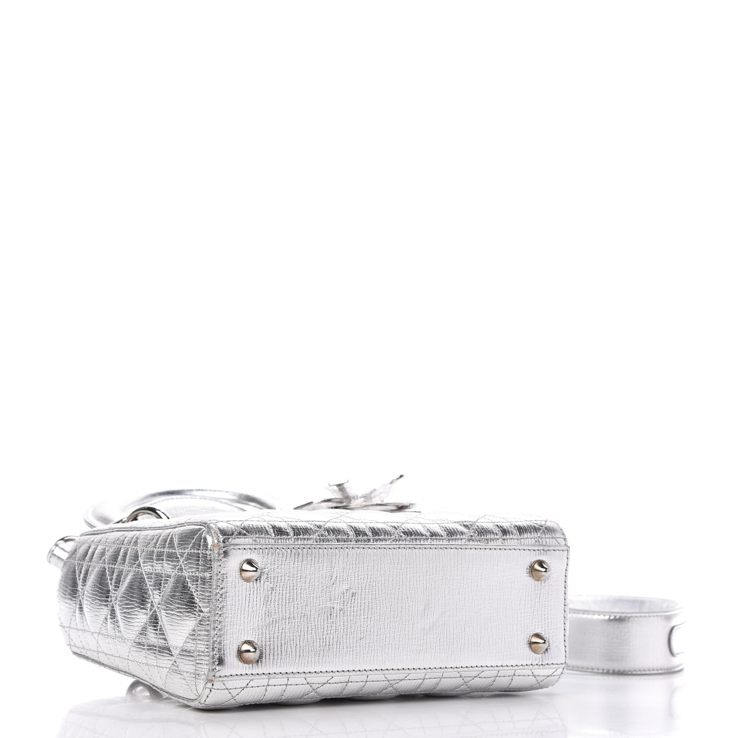 Christian Dior Metallic Grained Calfskin Cannage Small Lucky Badges My Lady Dior Silver 4 of 9
