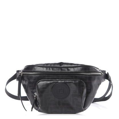 Fendi Glazed Fabric Vitello Century FF 1974 Stamp Patch Pocket Belt Bag Black 1 of 10