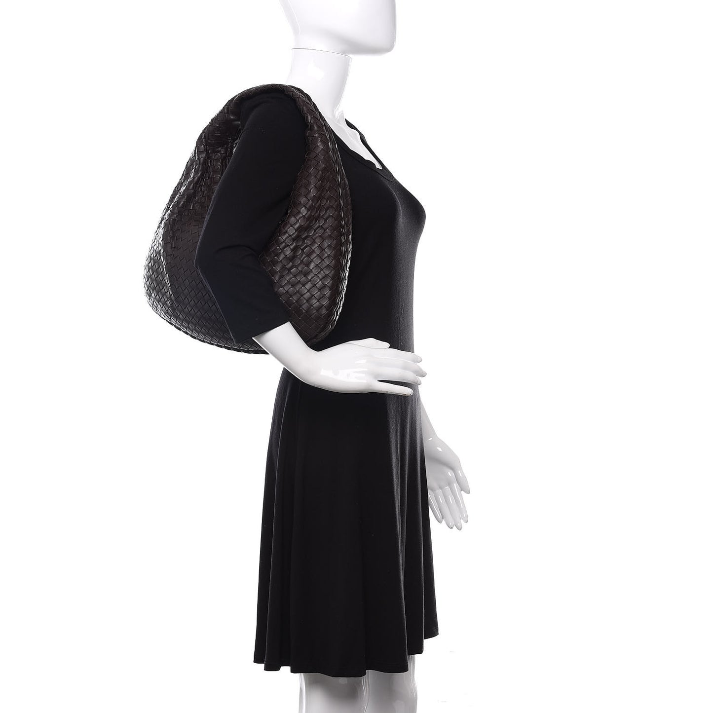 Nappa Intrecciato Small Veneta Hobo Ebano