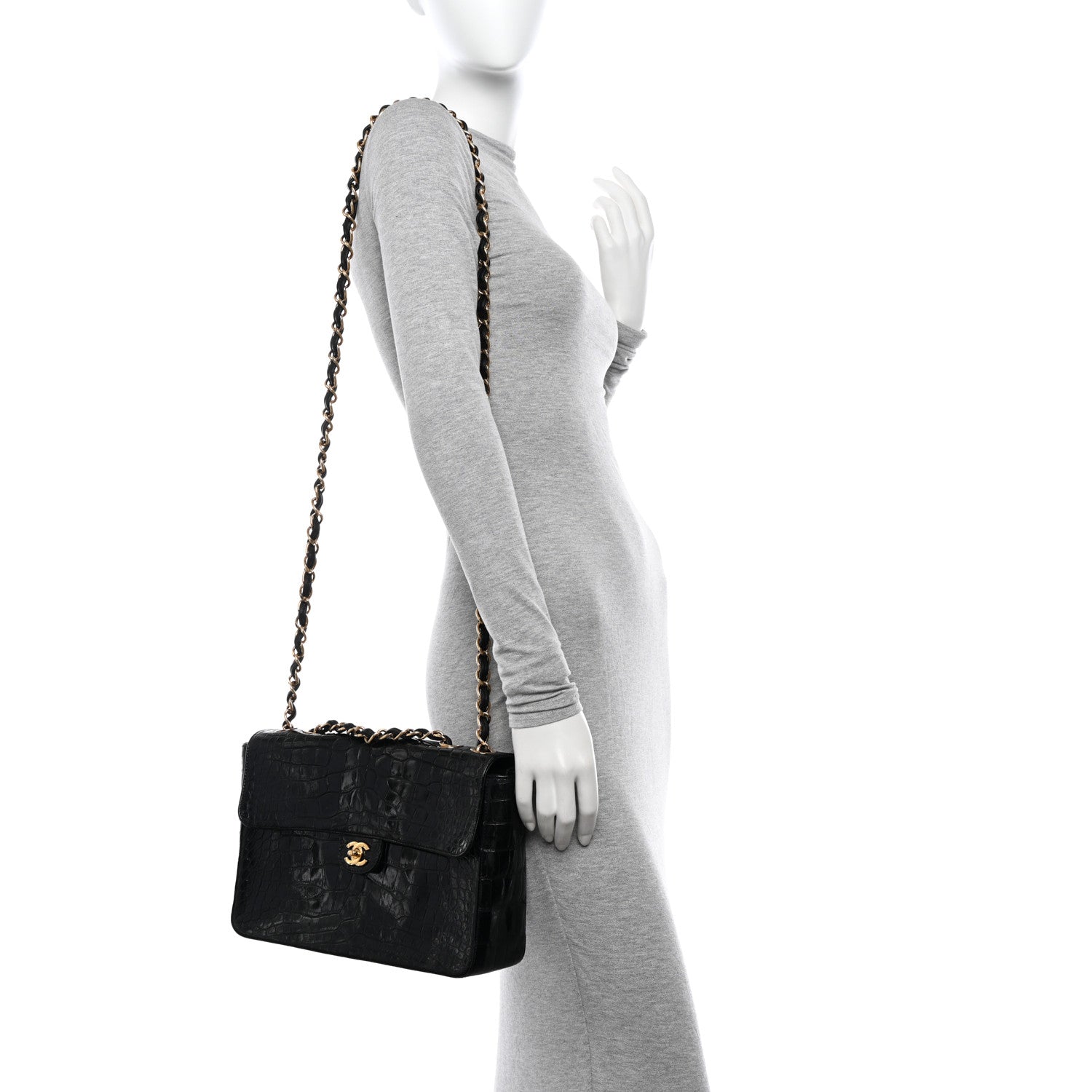 Chanel Alligator Jumbo Single Flap Black 2 of 12