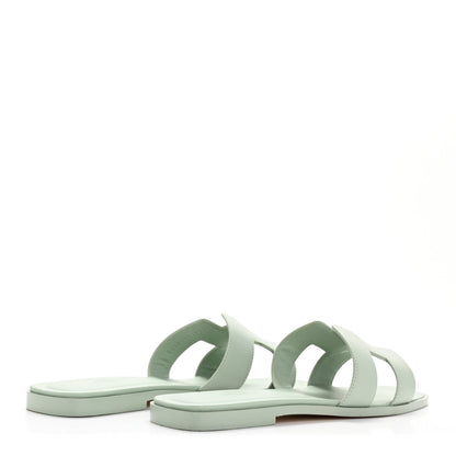 Hermes Calfskin Oran Sandals 39 Vert D'eau 5 of 9