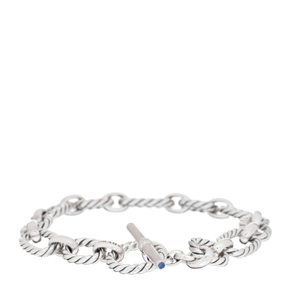 David Yurman Sterling Silver Blue Sapphire 9.5mm Cushion Link Bracelet 2 of 3