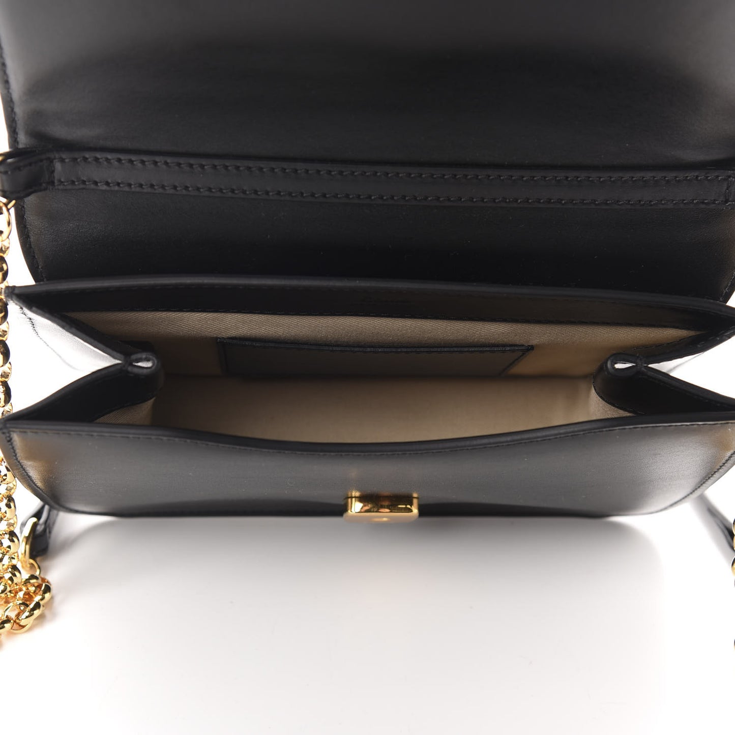 Calfskin Suede C Clutch With Chain Black