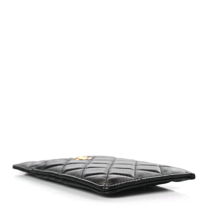 Chanel Lambskin Quilted Egyptian Amulet Classic Flat Wallet Pouch Black 4 of 7
