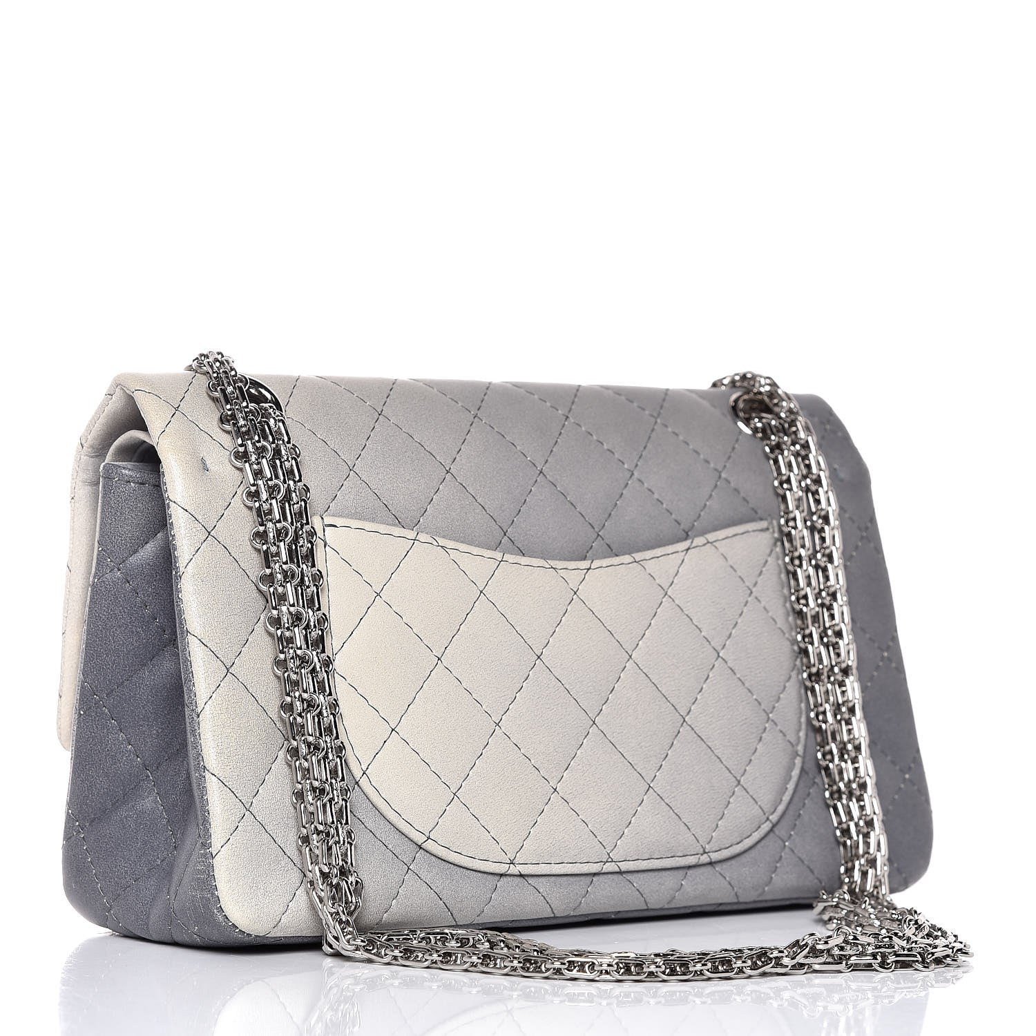 Chanel Lambskin 2.55 Reissue 225 Silver Degrade 3 of 9