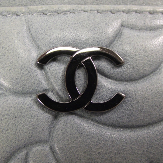Chanel Lambskin Camellia Card Holder Blue 9 of 9