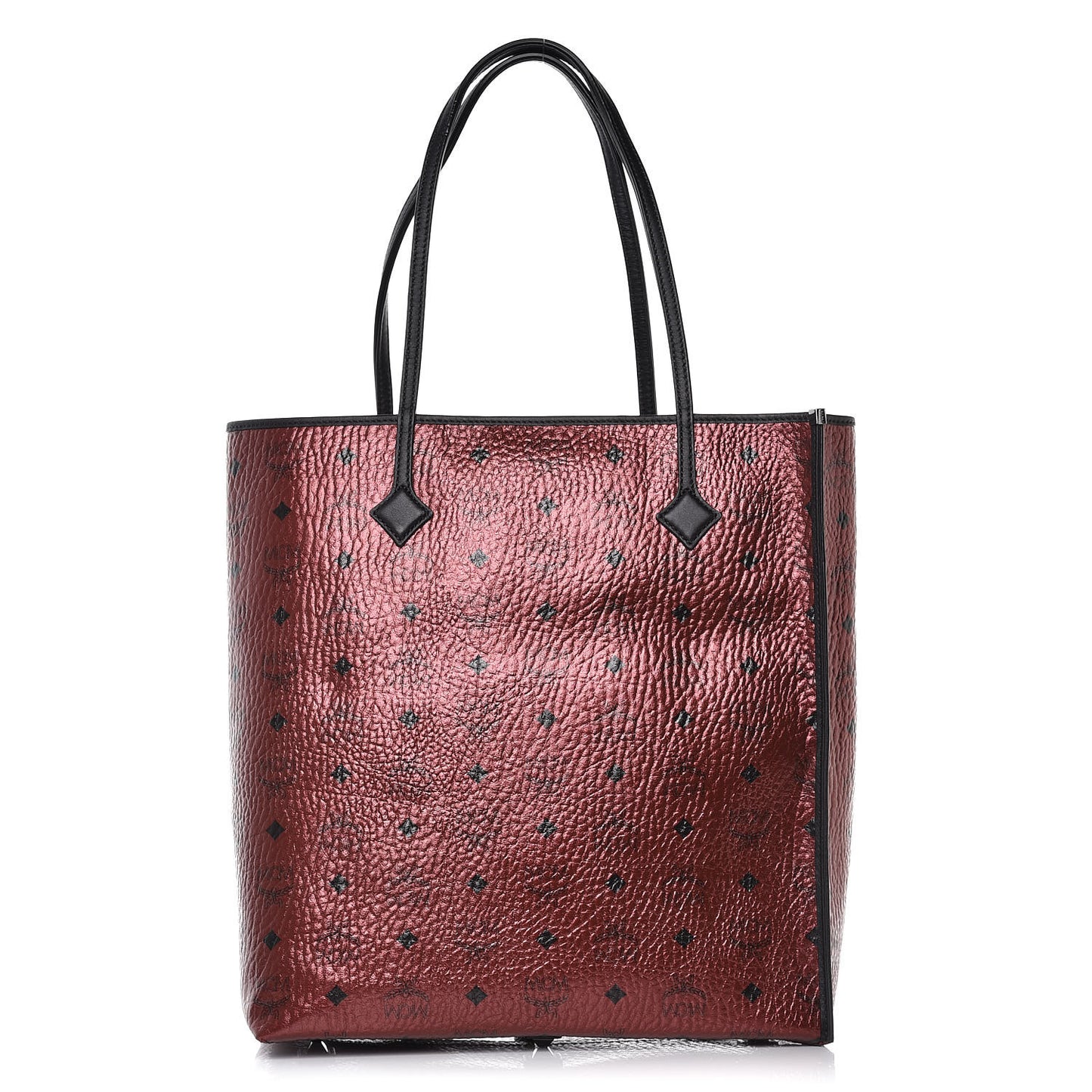 Metallic Visetos Medium Kira North South Shopper Tote Scooter Red