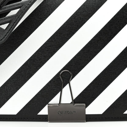 Off-White Saffiano Striped Mini Diag Binder Clip Bag Black White 7 of 10