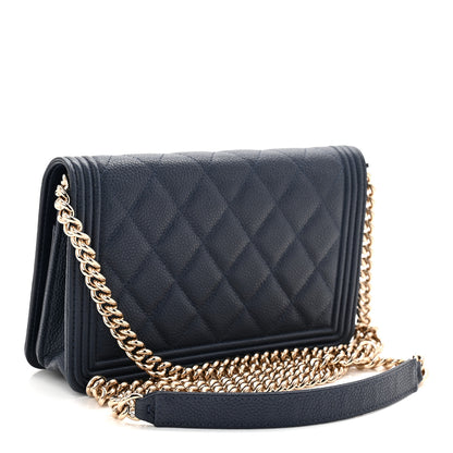 Chanel Caviar Quilted Boy Wallet On Chain WOC Navy 3 of 12