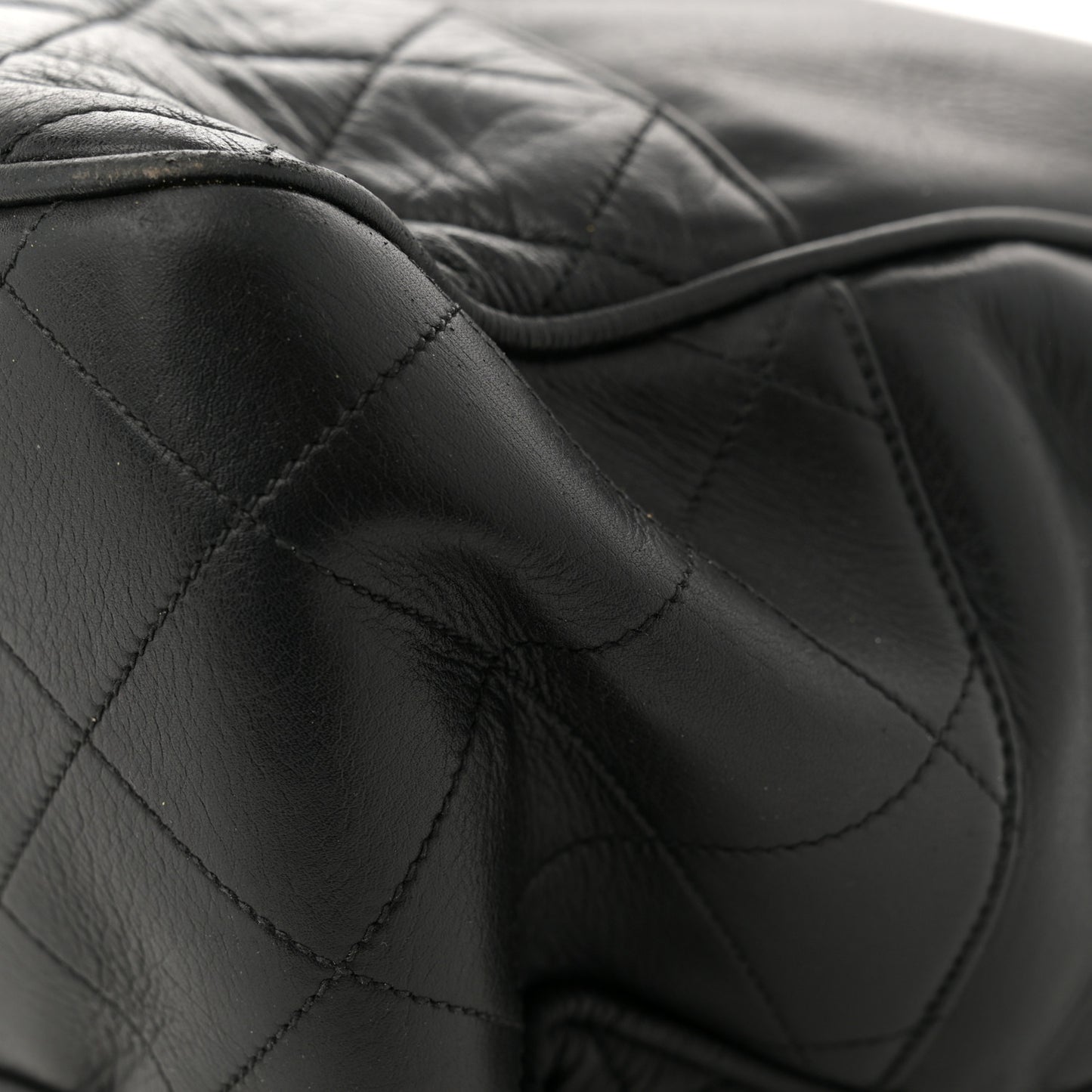 Lambskin Quilted Shopping Tote Black