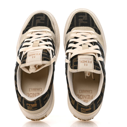 Fendi Suede Vitello Fendi Logo Match Low Top Sneakers 39 Cream Tobacco Black 2 of 10