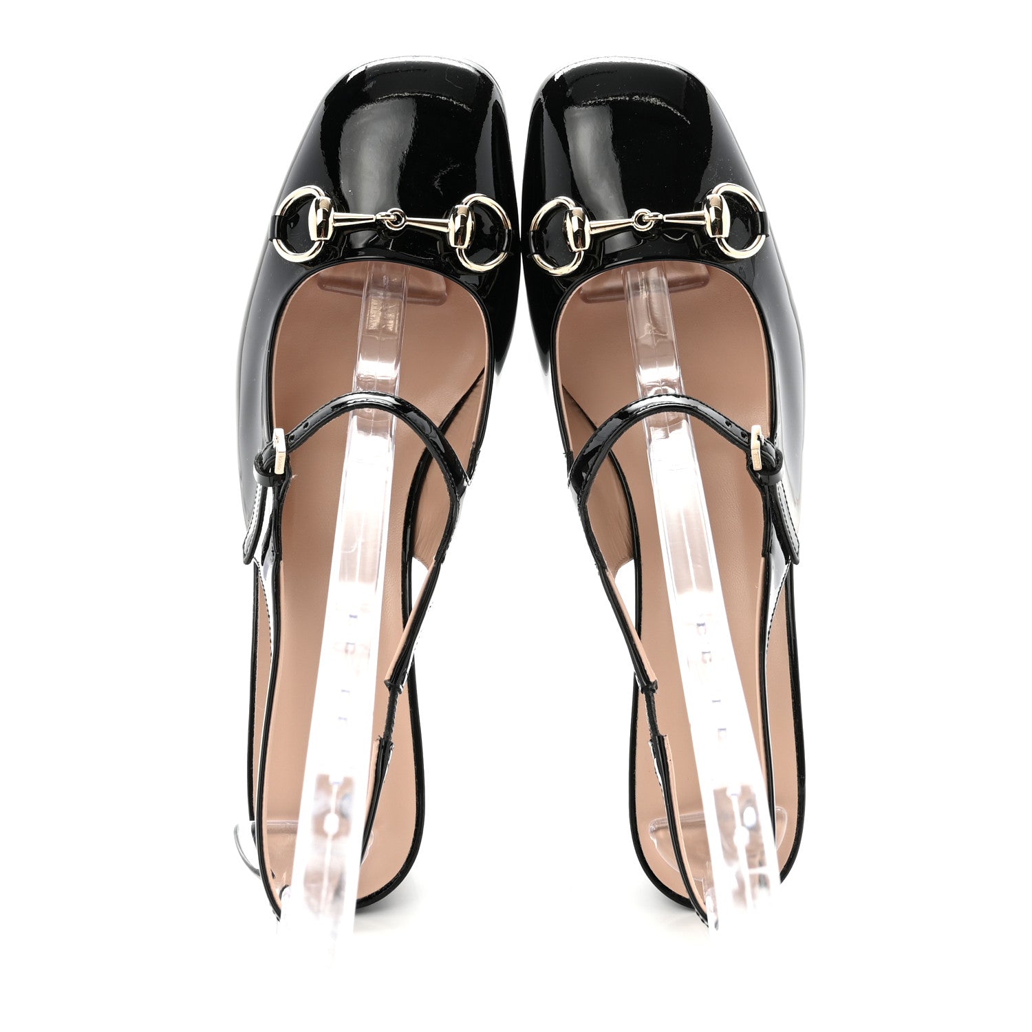 Gucci Patent Womens Horsebit Slingback Pumps 38 Black 2 of 10
