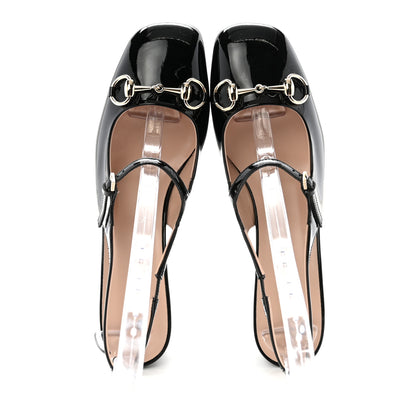 Gucci Patent Womens Horsebit Slingback Pumps 38 Black 2 of 10