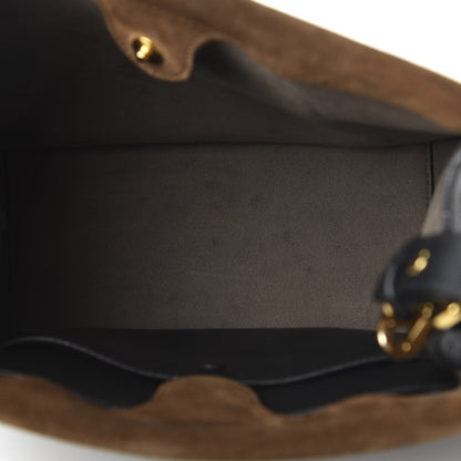 Fendi Vitello Grace Suede Small Flip Tote Black Fragola Marrone 6 of 10