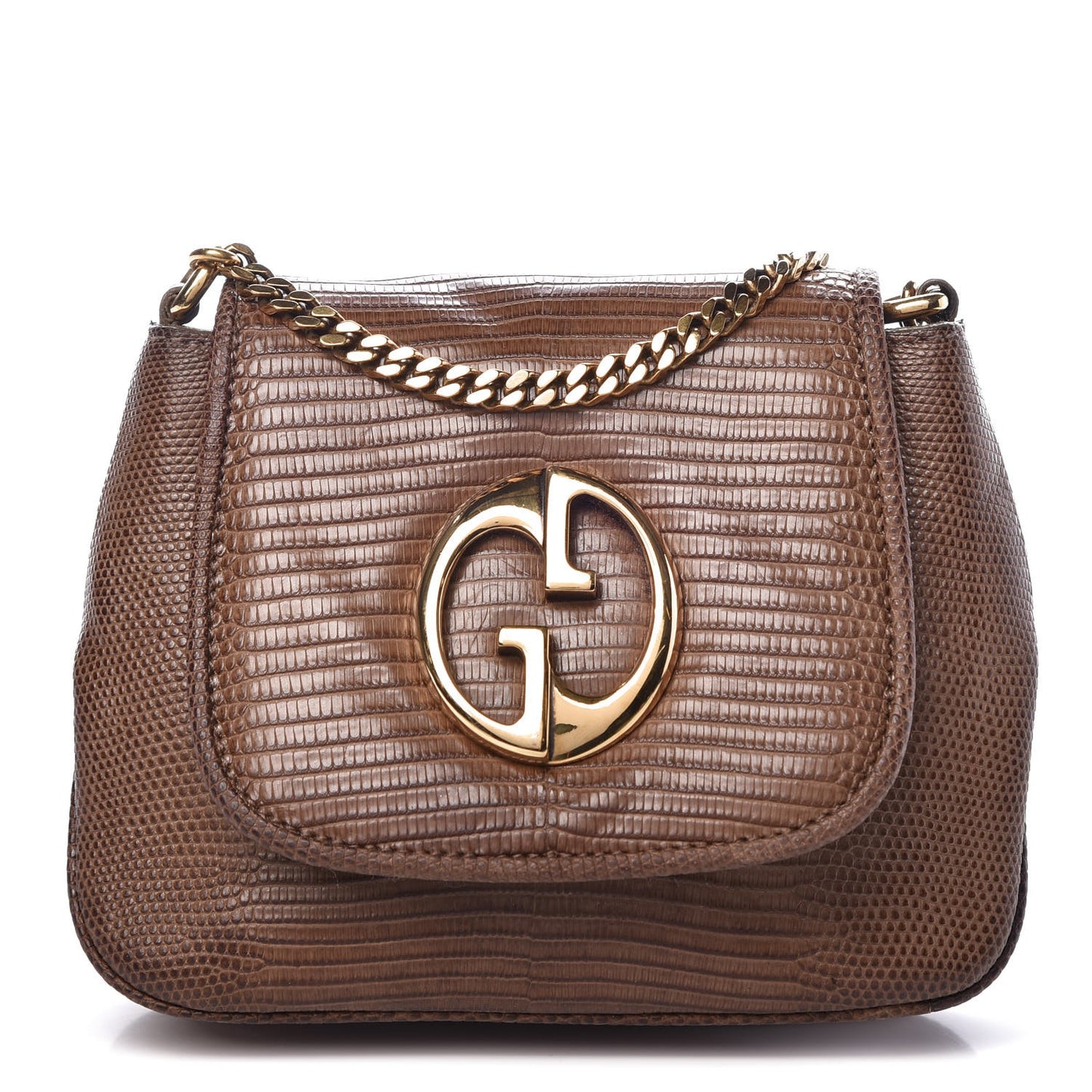 Lizard Small 1973 Chain Shoulder Bag Brown