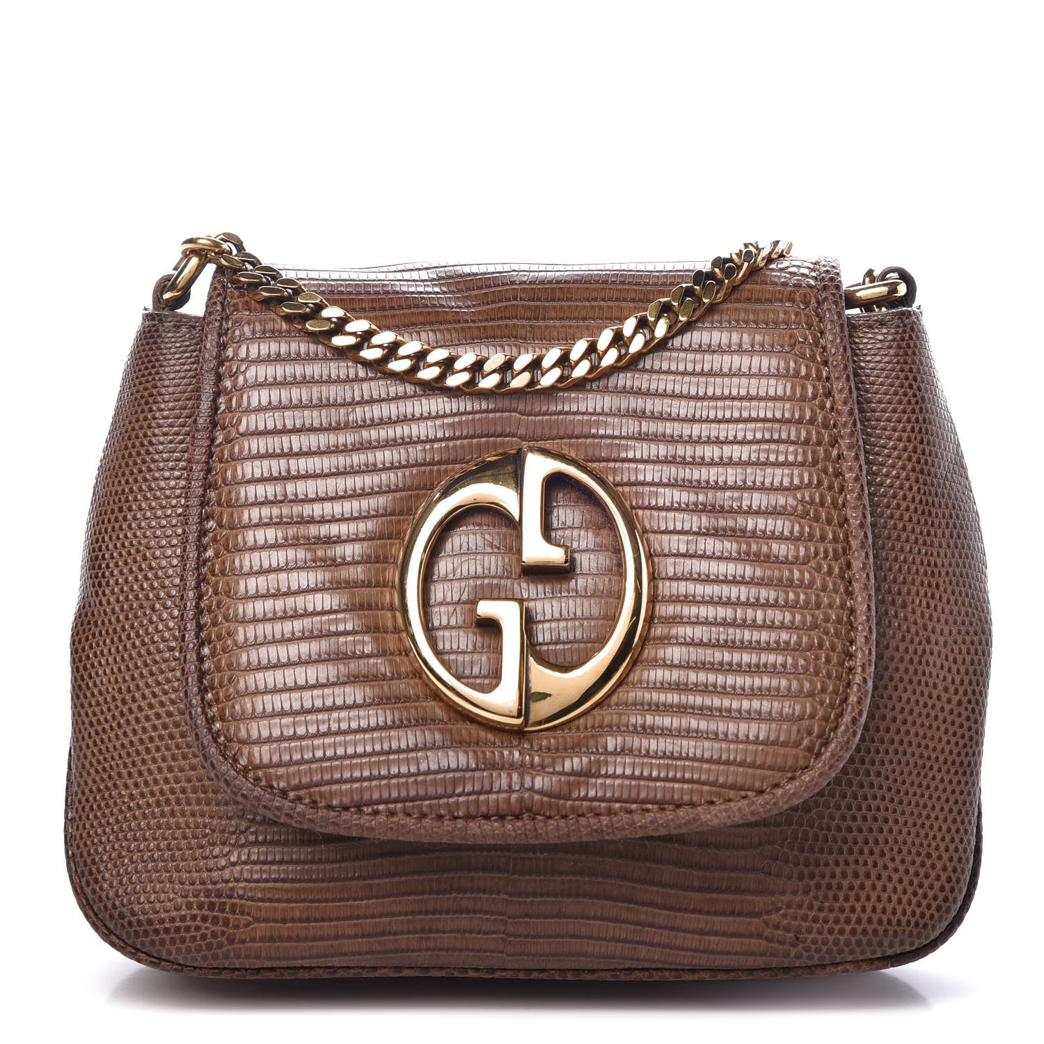 Gucci Lizard Small 1973 Chain Shoulder Bag Brown 1 of 11
