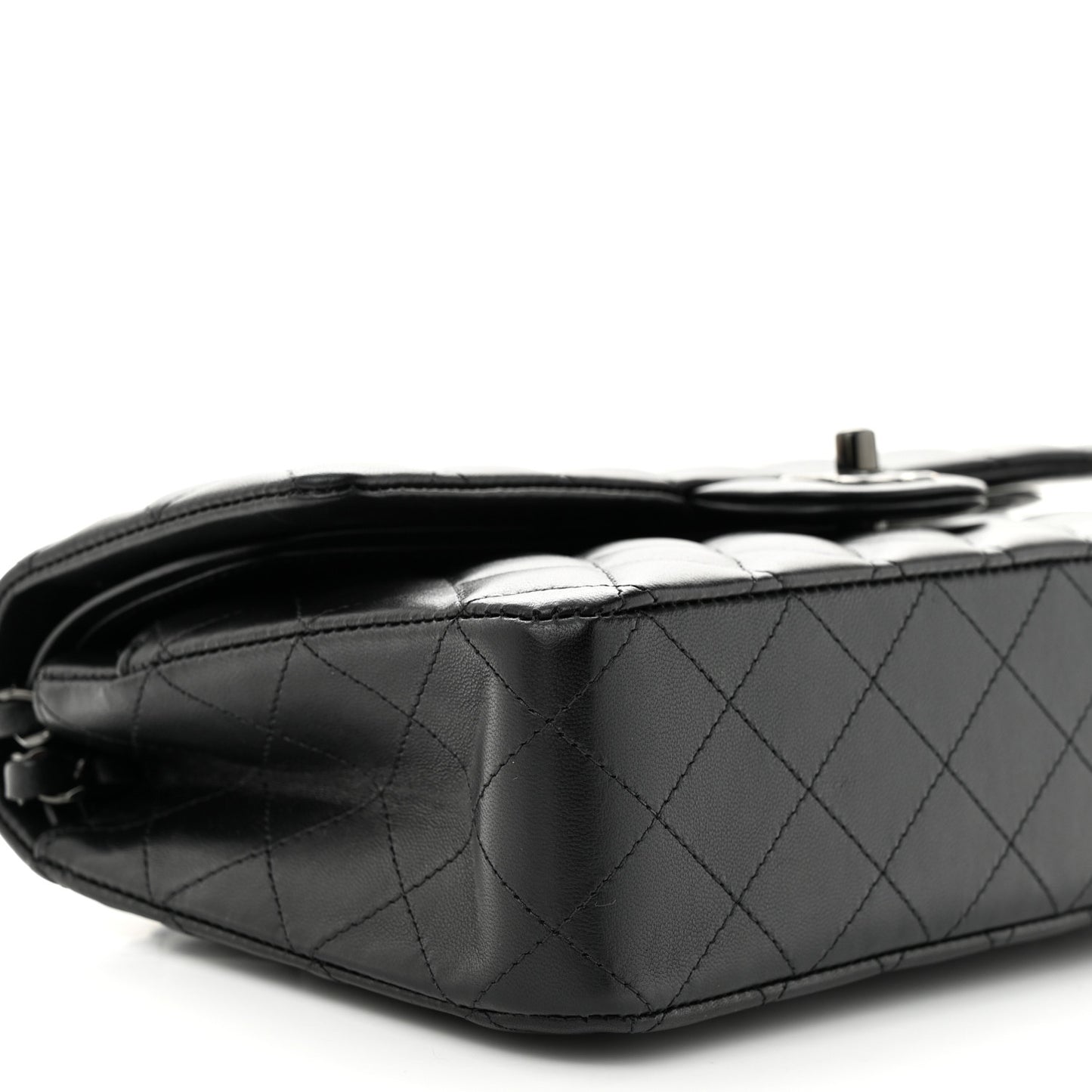 Lambskin Quilted Medium Double Flap So Black