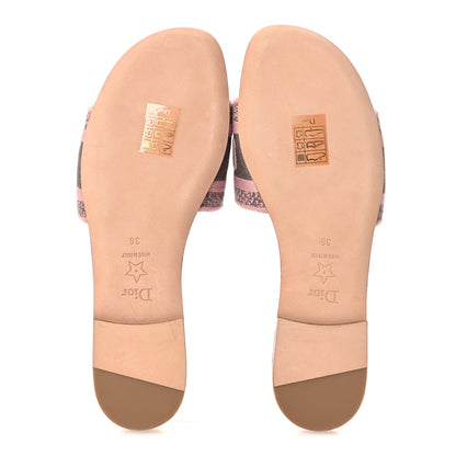 Christian Dior Canvas Toile De Jouy Embroidered Dway Flat Slide Sandals 36 Chateau Rose 6 of 10