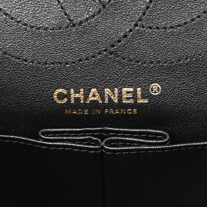 Chanel Lambskin Metallic Calfskin Crocodile Embossed 2.55 Reissue 225 Flap Black Gold 6 of 12