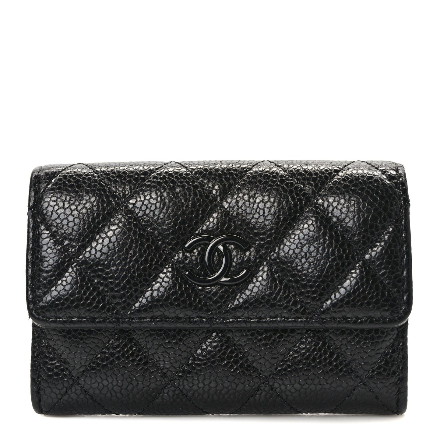 Caviar Quilted Flap Card Holder So Black